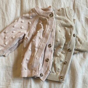Cat & Jack Textured Bobble Cardigans - Light Pink & Cream